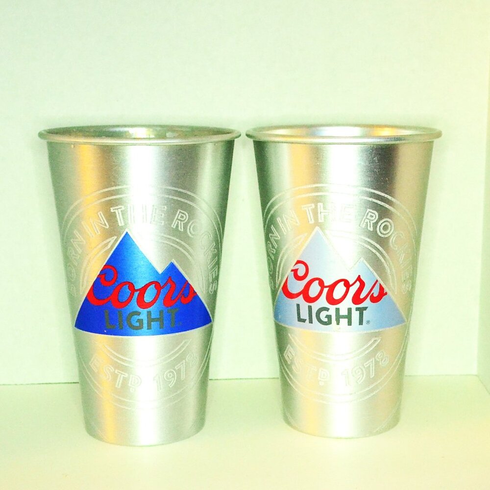Coors Light Branded Metal Cups Set of 4 Rockies Logo Vintage Barware